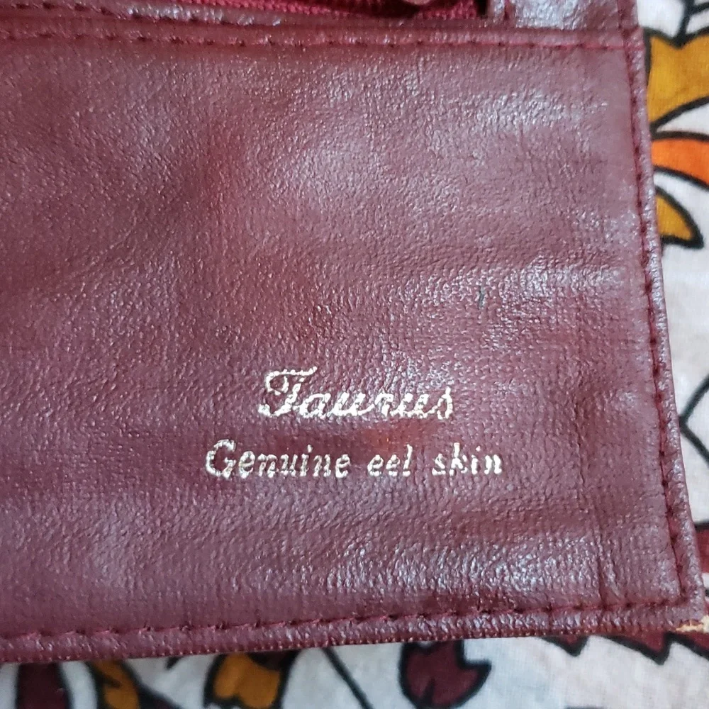 VTG Burgundy Genuine Eel Skin Long Clutch Wallet Soft Lux (BIN 005)